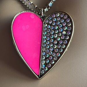 BETSEY JOHNSON Pink and Iridescent Heart Pendant Necklace - Women's Jewelry